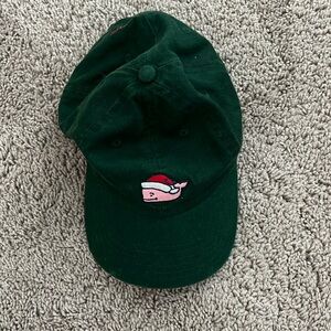 Dark green Vineyard Vines Christmas whale baseball cap